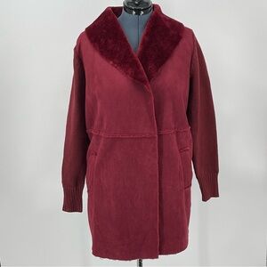 SLINKY BRAND WOMENS LONG CARDIGAN SIZE Xl , WINE COLOR